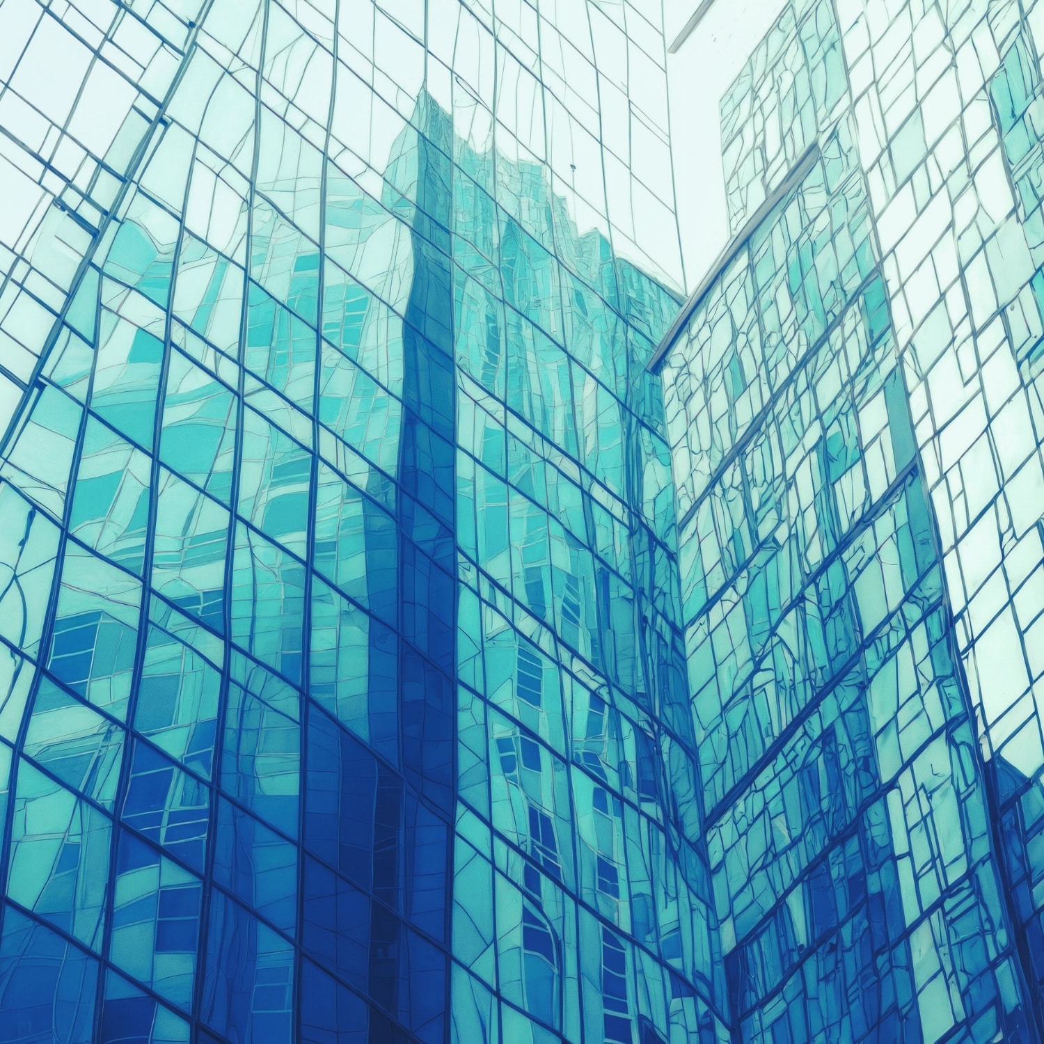 Fachada acristalada azul que simboliza transparencia, estructura y control financiero